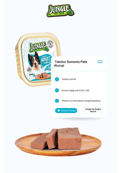 16 Adet Tahılsız Somonlu Köpek Yaş Maması Seti - 100gr X 16 Pate Alucup