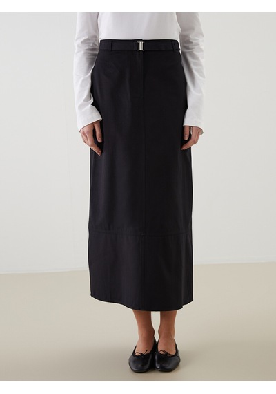 Lcw Modest Siyah Beli Kemerli Dar Fit Kadın Etek