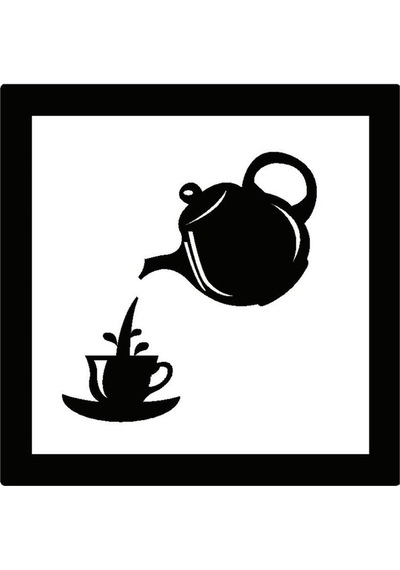 Demlik Ve Fincan Temalı Duvar Dekor Sticker 40 X 40 Cm