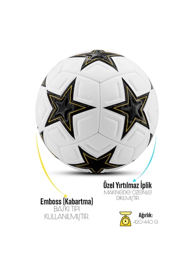 3lü Set Futbol Topu Tekmelik Şampiyonlar Ligi Pompalı Sert Zemin Halı Saha Futbol Topu New Black No5 Siyah