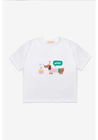 Le Mabelle Mint Parti Baskılı Çizgi Desenli Çocuk Tişört Pantolon Takım - Edna Mint