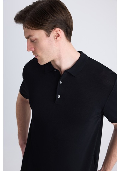D's Damat Ds Damat Slim Fit Siyah Düz Örgü Yazlık Rayon Triko T-shirt 4hf069421001m 001