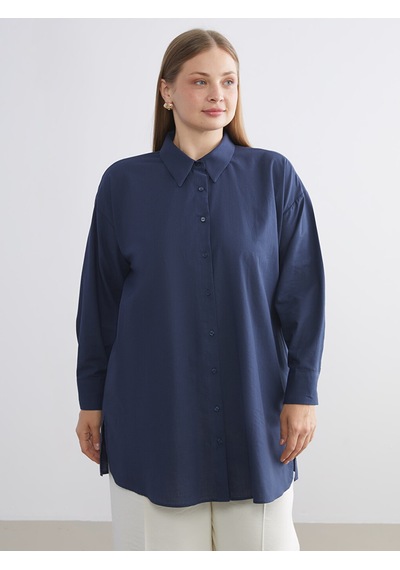Lcw Modest Lacivert Loose Fit Kadın Gömlek Tunik