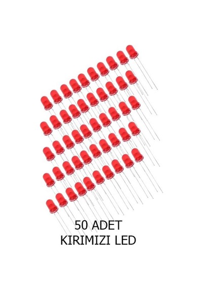 5mm Kırmızı Mantar Led Diyot Yüksek Parlaklık - 50 Adet Ekonomik Paket
