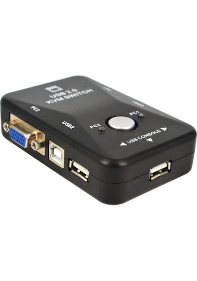 2 Port Usb Kvm Switch 2 Bilgisayar Tek Monitör Klavye Mouse Paylaştırıcı Vga Bağlantılı Usb 2.0 Çoklu Pc Kontrol Cihazı