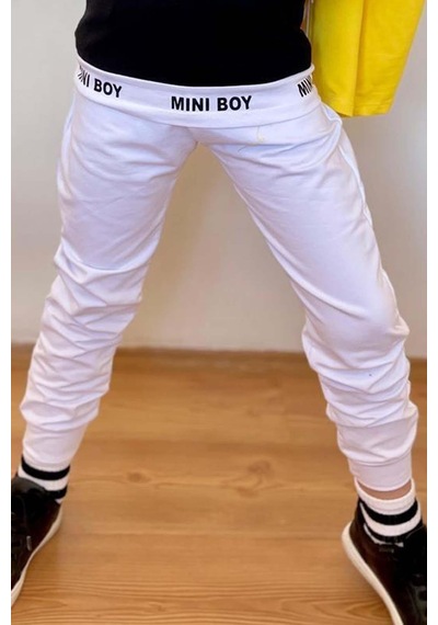 Riccotarz Erkek Çocuk Mini Boy Yazı Ve Şerit Detaylı T-shirt Kolsuz Sarı Yelek Eşofman Takım Buz Mavi