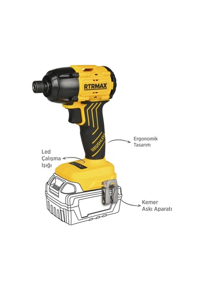 Rtrmax RTS5020B Şarjlı Torklu Vidalama Makinası Kömürsüz 200 Nm - Akü Hariç