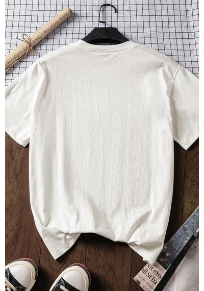 Spoyi Summer Vibe Tasarımlı %100 Pamuk Yarım Oversize Beyaz T-xlhirt