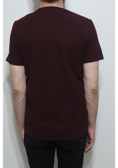 Santa Dmctekstil Erkek Tshirt-1111-1435 Düz Spor Kesim Rahat Kalıp Bisiklet Yaka T-shirt Bordo
