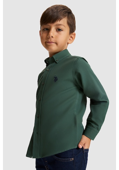 U.S. Polo Assn. Erkek Çocuk Koyu Yeşil Uzun Kollu Basic Gömlek 50324687-vr079 Koyu Yesıl