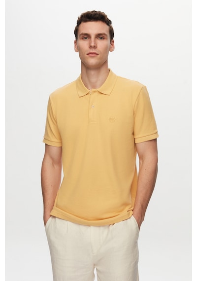 D's Damat Ds Damat Regular Fit Açık Sarı %100 Pamuklu Uzun Ömürlü Kıvrılmaz Polo Yaka Nakışlı T-shirt 4hc14ort51000 502