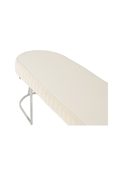 Viego Silver Striped- Beyaz Kapitoneli Chester Model Puf & Bench & Koltuk & Uzun Makyaj Puff & Yatak Ucu &önü