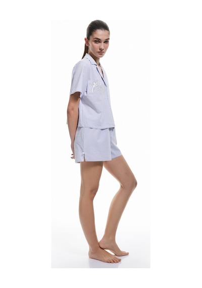 Koton Bol Kalıp Fiyonk Detaylı Çizgili Şort Pijama Altı Mavi Çizgili 5slk80035mw Mavi Çizgili Mavi Koton Bol Kalıp Fiyonk Detaylı Çizgili Şort Pijama Altı Mavi Çizgili 5slk80035mw Mavi Çizgili Mavi