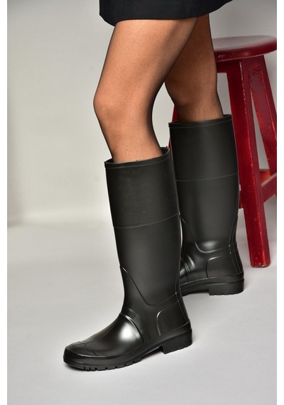 Fox Shoes T858704009 Siyah Yağmur Çizmesi Siyah-Suni Deri