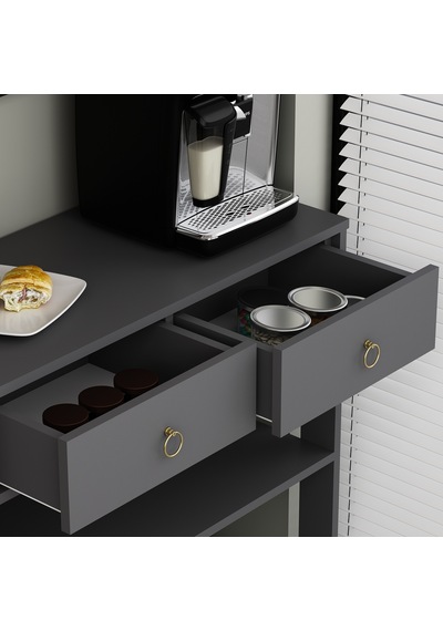Dekrosso Luke Modern 2 Çekmeceli Kahve Köşesi Airfry Dolabı Antra
