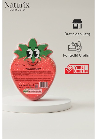 Çilek Şekilli Süngerli Çocuk Sabunu 130gr