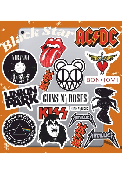 Black Star Sticker Seti Laptop Ajanda Pc Tablet Telefon Defter Etiket Bullet Journal Diğer