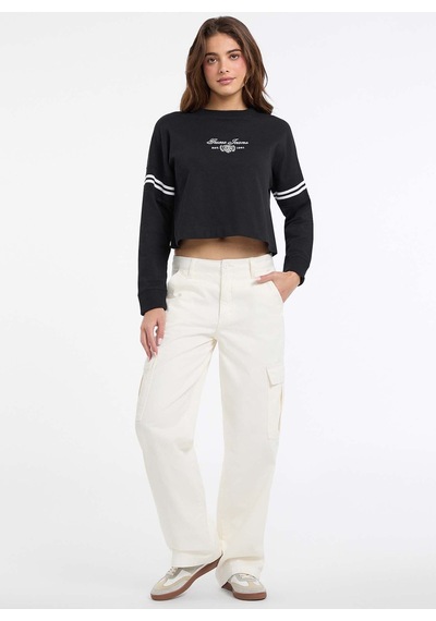 Jeans Yuvarlak Yaka Baskılı Siyah Kadın Sweatshırt Jeans Kadın Sweatshirt Siyah