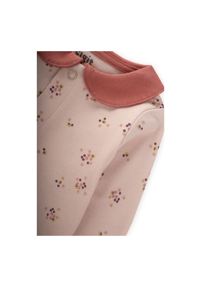 Cigit Çıtır Çiçek Desenli Bebe Yaka Tulum 0-9 Ay Pudra Pembe Pudra