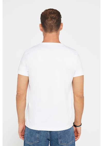 Tudors Erkek Slim Fit Dar Kesim Pamuklu Yumuşak Doku Likralı Likralı Kumaş Basic Beyaz Bisiklet Yaka Tişört-20408 Tudors Erkek Slim Fit Dar Kesim Pamuklu Yumuşak Doku Likralı Likralı Kumaş Basic Beyaz Bisiklet Yaka Tişört-20408