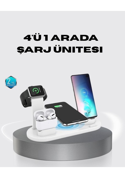 4 Lü Apple Kablosuz Şarj Standı İphone Watch Ve Airpods Çoklu Şarjlı 54414660