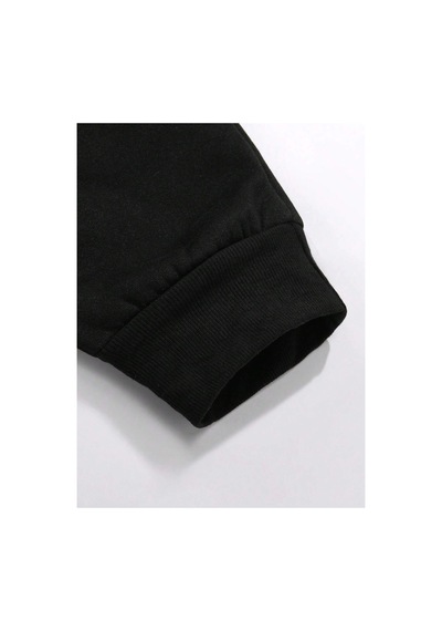 Tarzsokak Letter & Fire Print Drawstring Waist Eşofman Altı Siyah