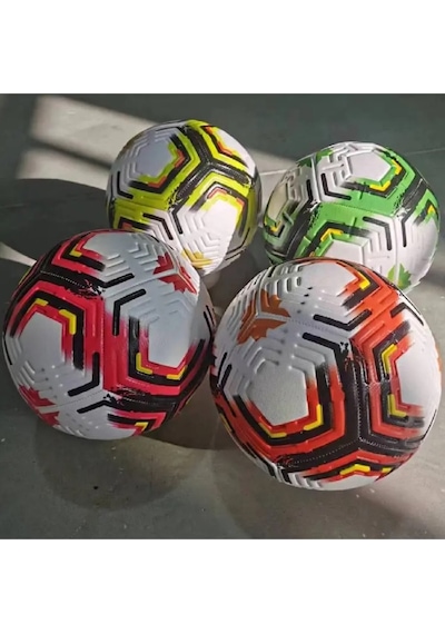 2025 Desenli Tasarım Futbol Topu 4 Astarlı No:5 480 Gr + Pompa Hediyeli X506 Çok Renkli