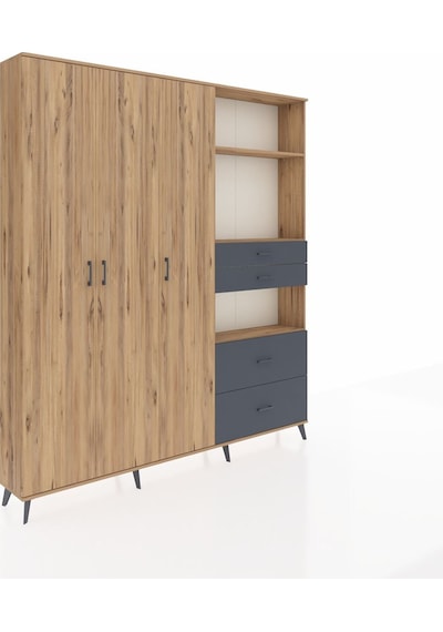 Arges Dolap 12 Raflı 4 Çekmeceli Tek Askılı 220x30x243 Çam-çam/antrasit Atlas Çam/antrasıt Arges Dolap 12 Raflı 4 Çekmeceli Tek Askılı 220x30x243 Çam-çam/antrasit Atlas Çam/antrasıt