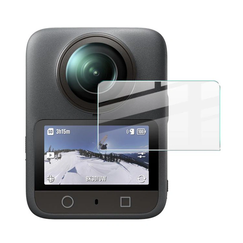 DJI Osmo 360 ve 360 II Silikon Kılıf + Lens Cap + Kayış + Temperli Cam Ekran Koruyucu Seti Siyah