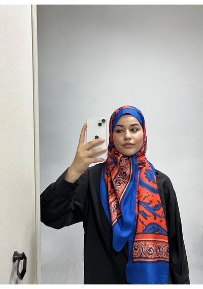 Modakaşmir Aminenesil Etnik Desen Turuncu Renk Soft Pamuk Şal Açık turuncu