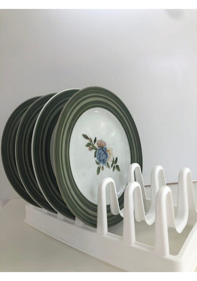 6 Bölmeli Tencere Kapak Rafı - Tencere Kapak Organizeri Beyaz