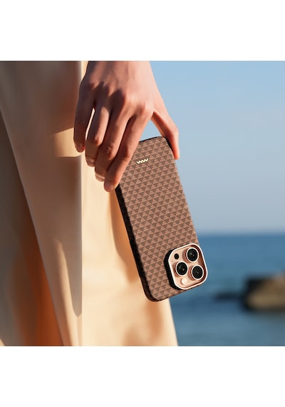 Apple Uyumlu iPhone 16 Pro Max Kılıf M-safe Raptic Aramid Skin Origin Serisi Kapak Kahverengi