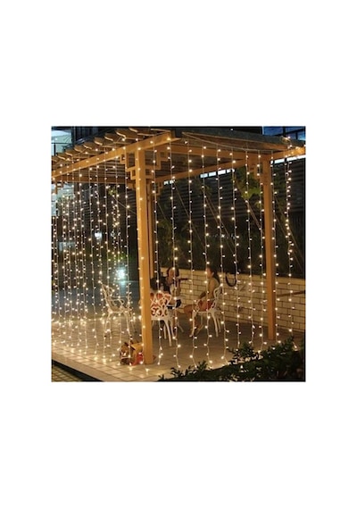 3x2 Metre Perde Led Animasyonlu 12 Saçaklı 240 Ledli Fişli 8 Fonksiyonlu