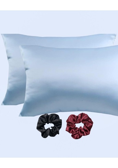 Lexroo Ipeksi Saten 50x70 Cm Yastık Kılıfı 2 Adet, Kıvırcık Saçla Mavi