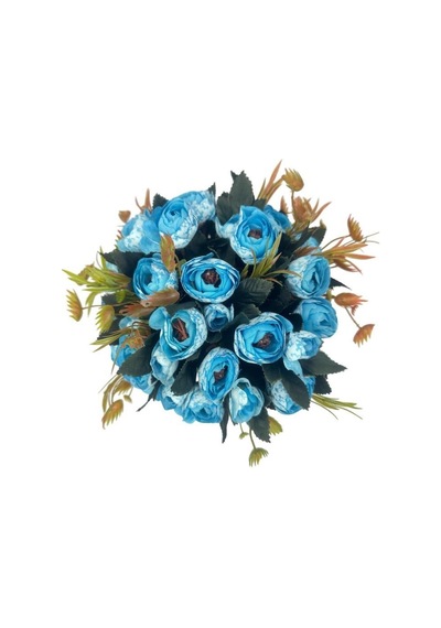 Yapay Çiçek Krem Antik Saksıda Mavi Erengül 23cm