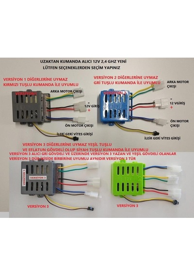 Pilsan Akülü Araba Uzaktan Kumanda Alıcı Beyin 12 V 2.4 Ghz Yeşil Model