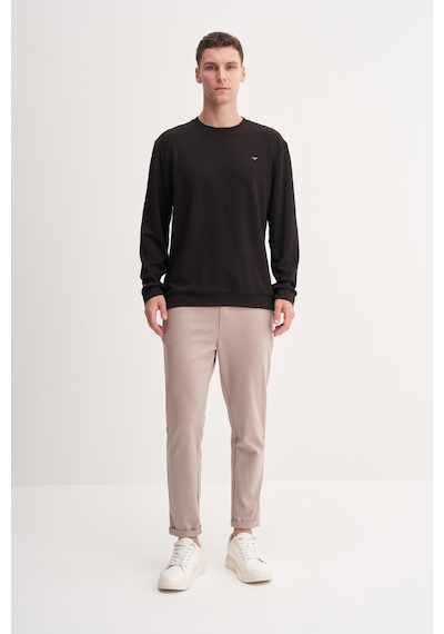 Cazador 53140 Erkek Bisiklet Yaka Sweatshirt Siyah