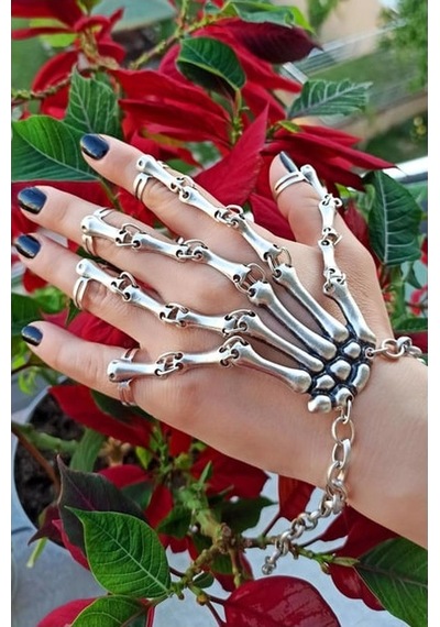 Dükkan Design Antik Gümüş Kaplama İskelet Şekilli Şahmeran