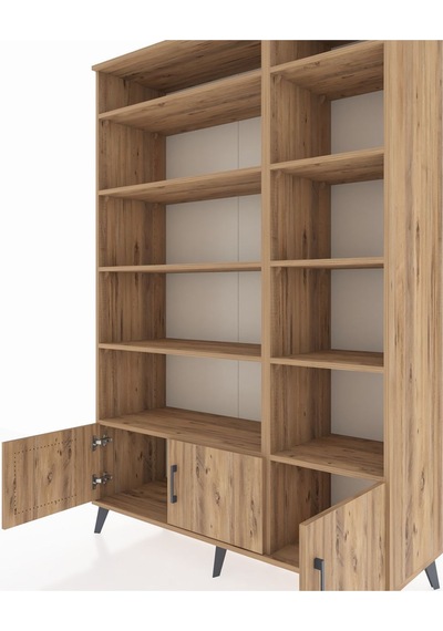 Hyperion Dolap 10 Raflı 3 Kapaklı 132x44x195 Çam-çam/çam Çam