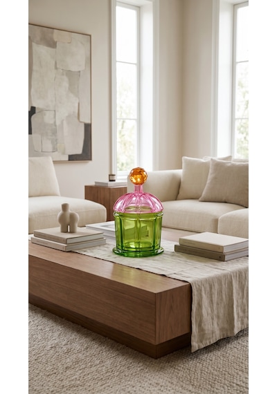 Lumi Kapaklı Kristal Obje-rose Green