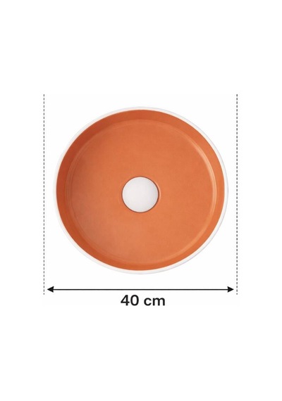 Smanni - Aquarius Rnd Tezgah Üstü Lavabo Mat Beyazturuncu - Lv1150-308- Turuncu