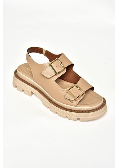 Fox Shoess437302209 Ten Kalın Tabanlı Kadın Sandalet Ten Rengi