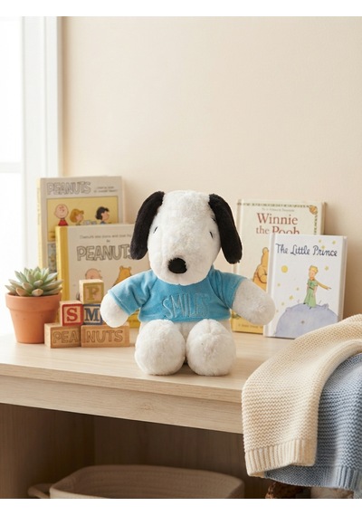 Peluş Köpek Snopyy-30 Cm -mavi Tşhirt'lü Mavi-beyaz