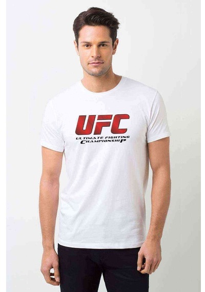 Ufc Ultimate Fighting Championship Logo Baskılı Beyaz Erkek Tshi