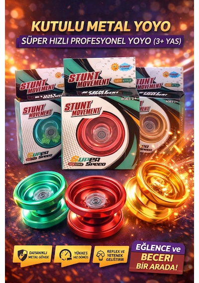 Stunt Movement Kutulu Metal Yoyo Süper Hızlı Profesyonel Yoyo