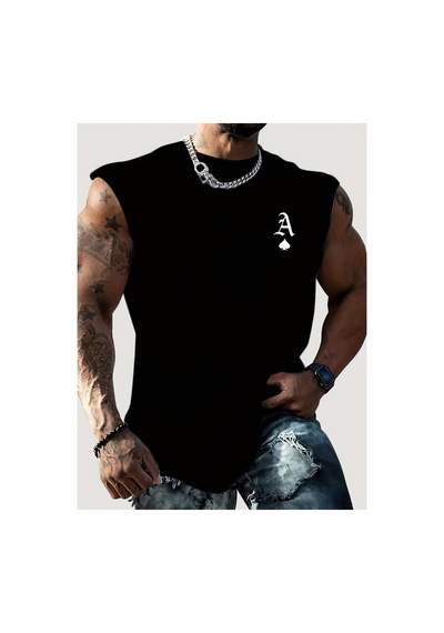 Caddemia Yaz Eğlence Spor Spor Gevşek Maça Bir Baskı Rahat Nefes Yuvarlak Boyun Kolsuz Tank Top Siyah Caddemia Yaz Eğlence Spor Spor Gevşek Maça Bir Baskı Rahat Nefes Yuvarlak Boyun Kolsuz Tank Top Siyah