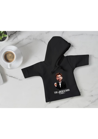 Bk Gift Kişiye Özel Karikatürlü 3d Ahşap Biblo Ve Siyah Mini İçki Şişesi Tişörtü Hediye Seti, Arkadaşa Hediye, Sevgiliye Hediye-2