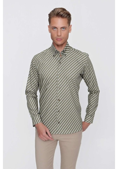 Efor G 1517 Slim Fit Haki Spor Gömlek Haki