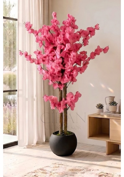 Pembe Japon Bahar Dalı Yapay Ağaç - 100 Cm Beyaz