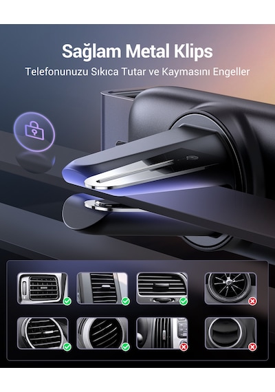 Ugreen Araç İçi Telefon Tutucu 360 Derece Dönebilir Air Vent, 10422 -
